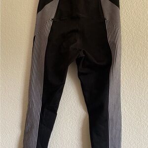 Fabletics Black and Gray Striped Leggings